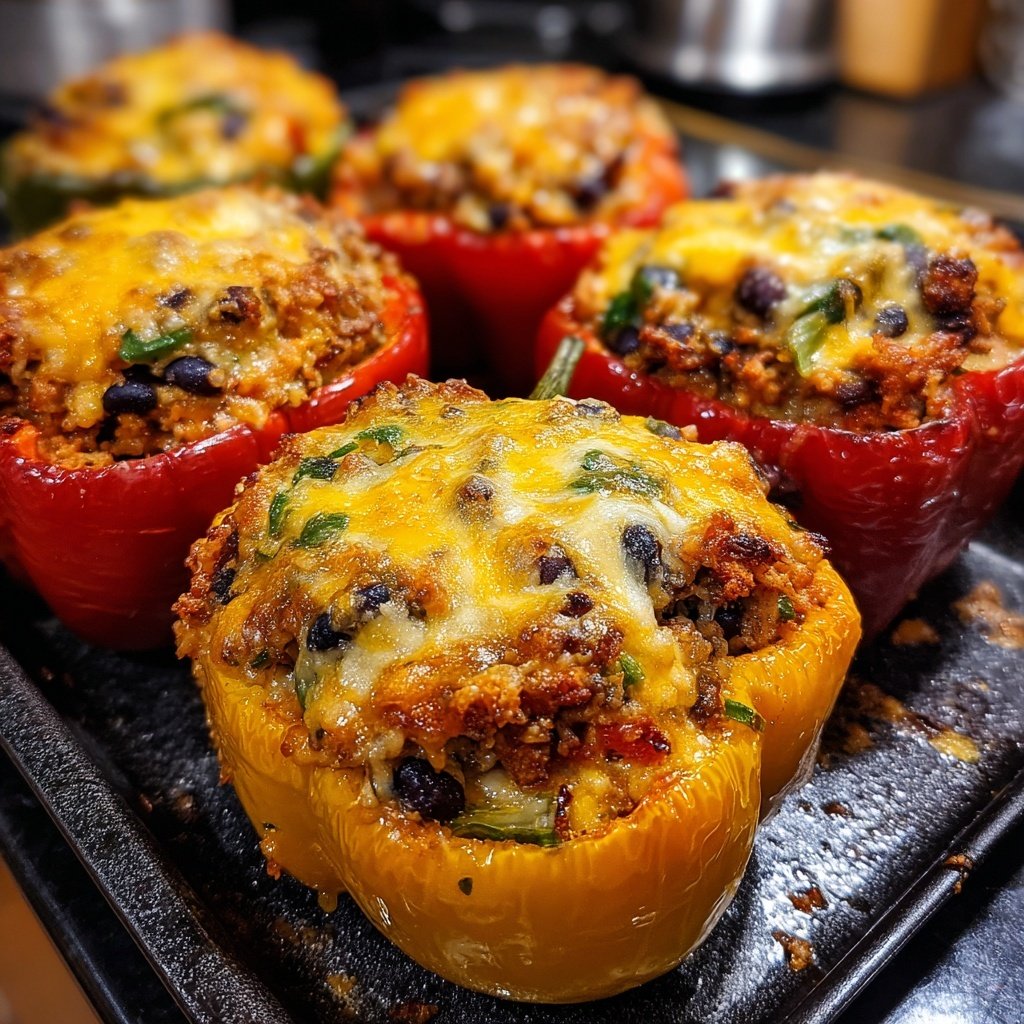 Ground Turkey Taco Stuffed Peppers