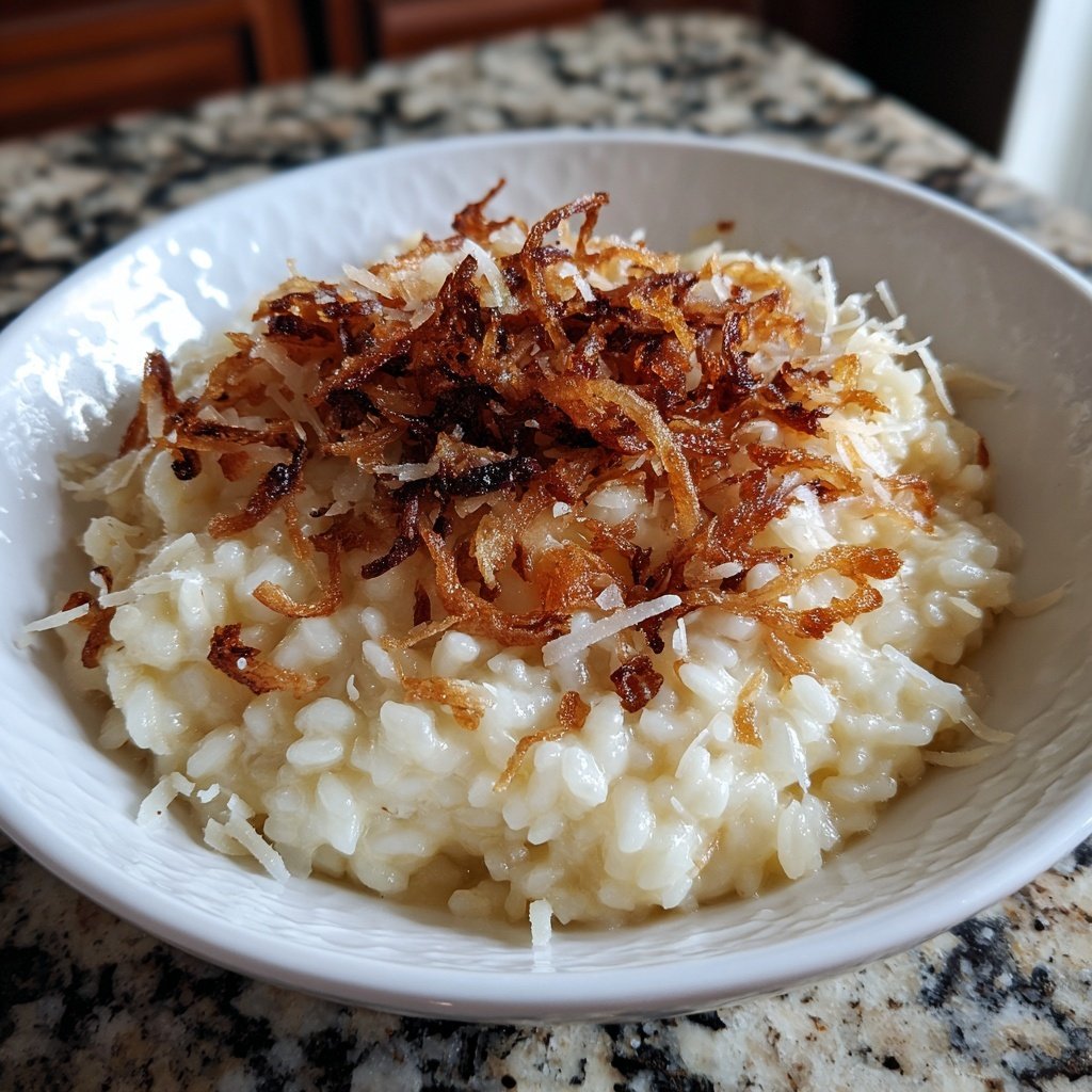 Parmesan Risotto with Crispy Shallots