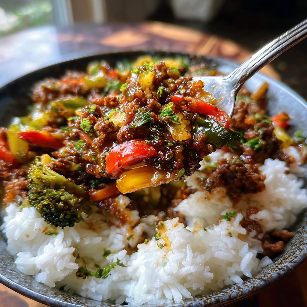 Quick Ground Beef Stir Fry With Rice
